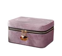 Boite A Bijoux Femme 1 boîte à bijoux en velours tendance avec fermeture éclair, étui de rangement et d'organisation for colliers, bagues, cadeau mariage, for femmes(Purple)