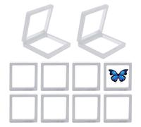 Boîte à bijoux flottante 3D, vitrine flottante 3D | Boîte à bijoux avec affichage transparent de 10 pièces - Présentoir transparent pour échantillons de maison et d'entreprise avec film PE pour bagues