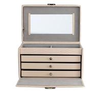 Boîte à bijoux - Friedrich Lederwaren - Jolie 23254-30 - Cuir rose-beige - Miroir intégré - 3 tiroirs