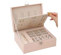 Boîte à Bijoux Grande capacité, Organiseur de Maquillage, présentoir for bagues, Boucles d'oreilles, Plateau à Bijoux en Cuir, boîte de Rangement Portable for Colliers, Cadeau for Fille