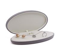 Boîte à bijoux multi-compartiments, organiseur en similicuir soyeux avec doublure en microfibre for boucles d'oreilles, bagues et colliers Emballage cadeau(Grey)