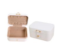 Boîte à Bijoux Multi-Niveaux JORDAN&JUDY - Coffret à Boucles d’Oreilles, Bagues et Colliers 2 Niveaux Blanc