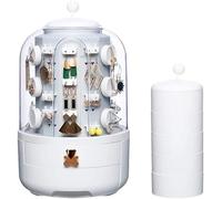 Boîte à bijoux multifonctionnelle for femmes, tiroirs à bijoux à 2 niveaux, plateau de rangement rotatif à 5 niveaux for accessoires de bijoux avec couvercle transparent, 40 supports for boucles d'ore