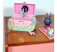 Djeco Boîte à musique Balade en Carrosse – Rangement bijoux, velours, miroir, princesse décorative