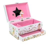 Boîte à bijoux musicale ballerine 17,8 x 11,3 x 9,5 cm - coffret de rangement à musique et miroir pour fille et enfant