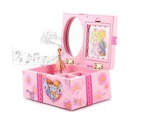 Boîte à Bijoux Musicale - Boîte à Bijoux mémorable - Belle Princesse Dansant avec la Musique - Grilles pour Bijoux intégrées - avec Maquillage - Rangement précieux trésors pour Enfants (r