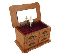 Boîte à bijoux musicale en bois en forme de commode avec boîte à musique, ballerine dansante, miroir et mécanisme musical à ressort de 18 notes (16053-ANASTASIA) - Once upon a december - Anastasia