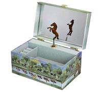 TROUSSELIER - Cheval de Normandie - Boîte à Bijoux Musicale - Idéal Cadeau Jeune Fille - Phosphorescent - Brille dans la nuit - Musique Beautiful Dreamer - Colori Vert