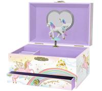 Boîte à Bijoux Musicale Licorne pour Filles - Boîte à Musique Licorne pour Enfants avec Miroir, Cadeaux Licorne pour Petites Filles, Boîte à Bijoux, Cadeau d'Anniversaire pour Enfants, 3-10 ans