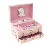 Boîte à bijoux musicale pour enfants - Avec licorne tournante - Ballet fille - Miroir - Tiroirs - Boîte à bijoux pour petites filles - Cadeau d'anniversaire (ballet rose-noir)