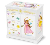 Boîte à Bijoux Musicale Princesse pour Petite Filles - Boîte à Musique pour Enfants avec Tiroirs, Cadeau Princesse pour Filles, Boîtes à Bijoux Princesse 3-10 ans - 24,1 x 19,7 x 24,1 cm, Blanc