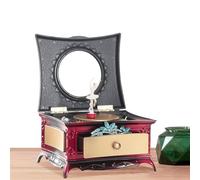 Boîte à bijoux musicale rotative pour filles avec tiroirs coulissants, miroir en verre, aquarelle et figurine de ballerine pour filles