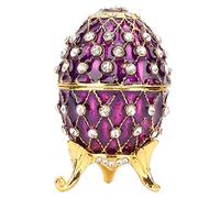 Boîte à bijoux oeuf de Pâques Fabergé émaillé, russe Vintage émaillé oeuf organisateur bibelot unique pour les amis, décoration, collection (violet)