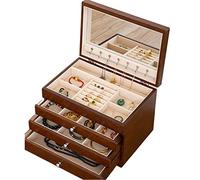Boîte à Bijoux Organisateur à Bijoux Coffre Bijoux Boîte À Bijoux 4 Tiroirs Boîte De Rangement Organisateur Conteneur Avec Serrure Velours Pour Bagues Colliers Boucles D'oreilles Étui Coffret à Bijoux