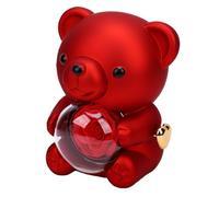 Boîte à Bijoux Ours Mignon avec Rose à Savon, Boîte à Bagues Rotative Romantique pour Femme, Cadeau D'anniversaire - Coffret Cadeau Ours avec Rose à Savon, à Roses Artificielles