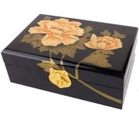- Boite À Bijoux Paysage Chinois Pékin Beijing - Noir & Or Doré - Coffret Rangement À Bijoux & Secrets En Bois Laqué - Déco Asiatique - Coffret Cadeau Femme - Idée Cadeau - 21x14x7 Cm
