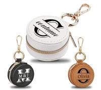 Boîte à Bijoux Personnalisée Porte-Clés Avec Gravure Nom Petite Icône, écrin Bague De Voyage Pour Femme, Petite Boite Bague Portable Avec Porte-Clés, Cadeaux Pour Sa Mère, Sa Dame (Initiale)