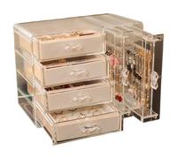 Boîte à bijoux portable avec 5 tiroirs et carte de vœux incluse