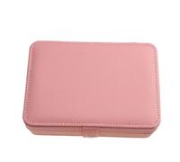 Boîte à bijoux Portable Double couche, organisateur d'exposition de colliers voyage, boîtes rangement en cuir fermeture éclair, boîte bijoutier Pour Ranger Les Bijoux(Pinkish pink)