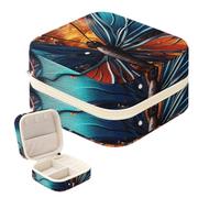 Boîte à bijoux pour femme - Motif papillon coloré - Amovible et portable - Pour boucles d'oreilles, bagues, colliers et bracelets
