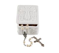 Boîte à bijoux rectangulaire en porcelaine blanche avec croix