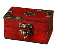 Boîte à bijoux rétro en bois avec verrou de sécurité Style antique Organiseur de rangement en alliage Plusieurs couleurs Affichage décoratif pour salon ou chambre à coucher (sans verrou rouge)