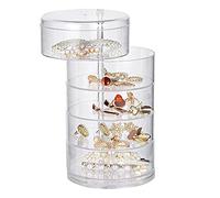 Boîte à Bijoux Rotatif, Petite Boîte à Bijoux Transparente Avec Couvercle, Boîte De Rangement Pour Bijoux, 5 Niveaux Boîte pour Collier Bracelet Anneau Boucle d'oreille Petits Articles Conteneur Cas