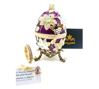 Boîte à bijoux russe en forme d'œuf de Fabergé en or pur - 6 carats - Fabriquée à la main - 200 diamants en cristal autrichien et or - Idée cadeau pour Pâques et fête des mères