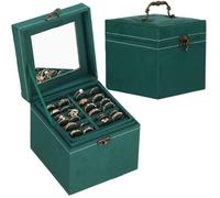 Boîte à Bijoux - SPRINGOS - Rangement Bijoux De Voyage - Velours - Vert mousse - Or ancien
