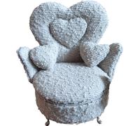 Boîte à bijoux Versa Gris Polyester Métal Miroir Bois MDF 12 x 19 x 18 cm Fauteuil