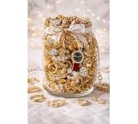 Boîte à bijoux vintage | Assortiment de bracelets, boucles d'oreilles, bagues, colliers | Cadeau surprise | Bocal à bijoux W2
