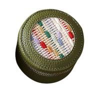 Boîte à bijoux vintage en cuir tressé, pochette de rangement portable en cuir PU fait main for pièces de monnaie, clés, bagues et petits bibelots Emballage cadeau(Groen)
