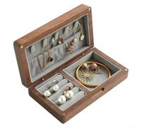 Boîte à bijoux vintage légère avec doublure en flanelle douce pour protéger les objets précieux (gris noyer)