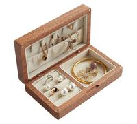 Boîte à bijoux vintage légère avec doublure en flanelle douce pour protéger les objets précieux (Macassar-Blanc)