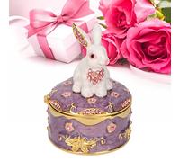 Boîte à Bijoux Vintage Oeuf Fabergé Chariot Boîtes à bibelots pour figurines de lapin Riche émail Strass Scintillants Coffret à Bijoux Stocker des Cadeaux De Luxe décoration d'intérieur Romantique