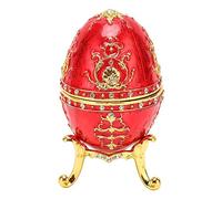 Boîte à Bijoux Vintage Oeuf Fabergé Or ou Rouge Oeuf Faberge Impérial Boîte à Bijoux Riche émail et Scintillants Coffret à Bijoux pour Stocker Luxe Décoration