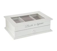 Boîte à Bijoux Vitrée 1 Tiroir ""Charme"" 25cm Blanc