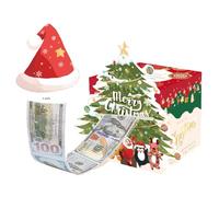 Boîte à billets de Noël, distributeur d'argent de Noël,Caisse de vacances amusante avec carte à tirer - Boîte de rangement d'argent de noël avec 50 sacs, décorations de fête, porte-monnaie pour garçon