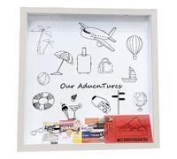 Boîte à billets de voyage - 20 x 4,5 cm en bois | Boîte d'archives de voyage - Rangement de photos | Commémorative pour les billets de cinéma des voyageurs - Vitrine pour tickets de bureau décoration