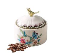 Boîte à biscuits en céramique vintage avec couvercle, pots de rangement en étain à café, récipient de cuisine, boîte à thé rétro, récipient de cuisine for thé, grains de café, sucre(Blue)
