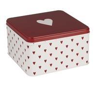 Boîte À Biscuits IB Laursen Avec Cœurs Blanche Rouge Carrée 17x17 Cm