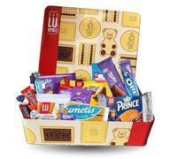 Boîte à biscuits LU garnie : Coffret gourmand avec 30 biscuits pocket & 20 Bonbons au Chocolat | Edition collector en métal