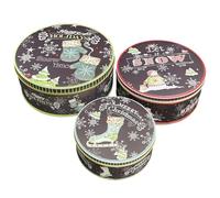 Boite A Biscuits Metal, Boîtes À Biscuits De Noël, Vaisselle De Noel Pour Table, Noel Decoration Interieur Bonbonnière Set avec Couvre, Assiette Noel Pour Pâtisseries Sucre Cookie Pot 3pcs Kit (B)