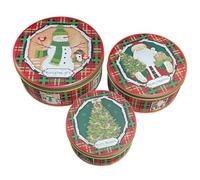 Boite A Biscuits Metal, Boîtes À Biscuits De Noël, Vaisselle De Noel Pour Table, Noel Decoration Interieur Bonbonnière Set avec Couvre, Assiette Noel Pour Pâtisseries Sucre Cookie Pot 3pcs Kit (E)