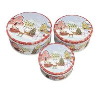 Boite A Biscuits Metal, Boîtes À Biscuits De Noël, Vaisselle De Noel Pour Table, Noel Decoration Interieur Bonbonnière Set avec Couvre, Assiette Noel Pour Pâtisseries Sucre Cookie Pot 3pcs Kit (A)