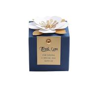 Boîte à bonbons carrée fleurs créative, petite fleur exquise, boîte chocolat, for fête de vacances, Banquet, anniversaire, boîte-cadeau(Blue gold card,20PCS_6.5X6.5X6.5CM)