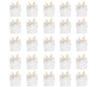 Boîte à Bonbons Carrée Style Européen Boîte-Cadeau Élégante de Fête de Mariage pour Biscuits au Chocolat Stockage de Bijoux en Carton Épais 25 Ensembles avec Ruban (Marbre [ailes d'or])