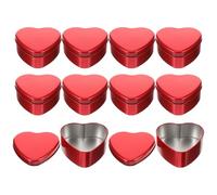 Boîte à Bonbons Cœur en Fer-blanc 10 Pièces pour Mariage | pour Chocolat et Petites Décorations, Lot de Dix, Portable et Multi-usage, Rouge, Format Moyen