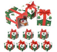 Boîte à bonbons de Noël portable avec nœud rouge - Petites boîtes à bonbons pour Noël - Pour biscuits, collations, pâtisseries, cupcakes, brownies, beignets, chocolats, famille et amis