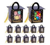 Boîte à bonbons de remise de diplôme, 12 pièces, boîte à friandises avec pompon | Boîte décorative de fête avec fenêtre de visualisation, pour étudiants, étudiants et diplômés